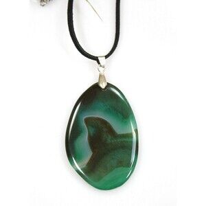 OOAK Agate Pendant Necklace Green Brown Stone Unique BOHO Statement Jewelry